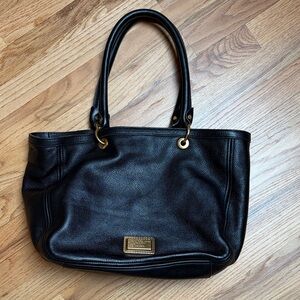 Black Leather Tote Bag with Gold Hardware - Marc by Marc Jacobs